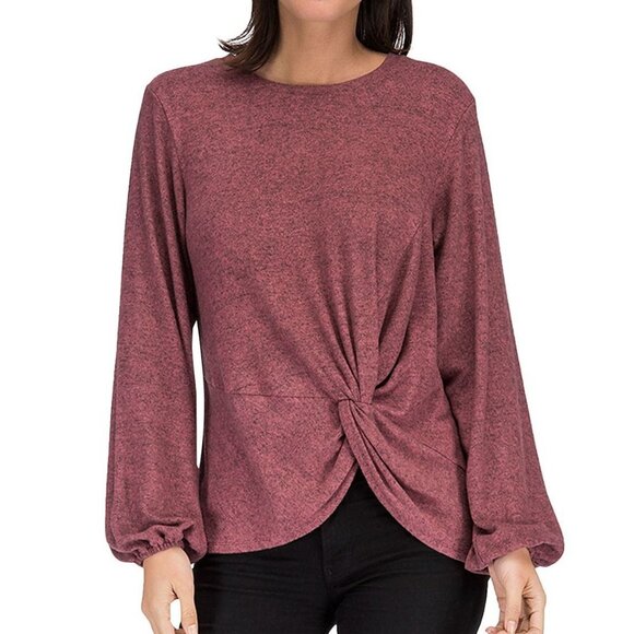 Dressbarn Sz S Front Side Knot Knit Blouse Pullover Shirt Top Stretch - Picture 5 of 5